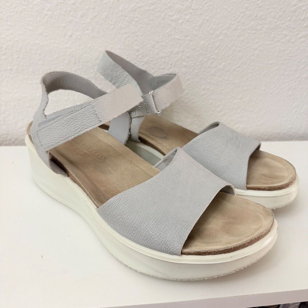 ECCO Flowt Wedge Sandals Women Size 10–10.5 US 41 EU Gray Nubuck Platform Comfor - Picture 2 of 14